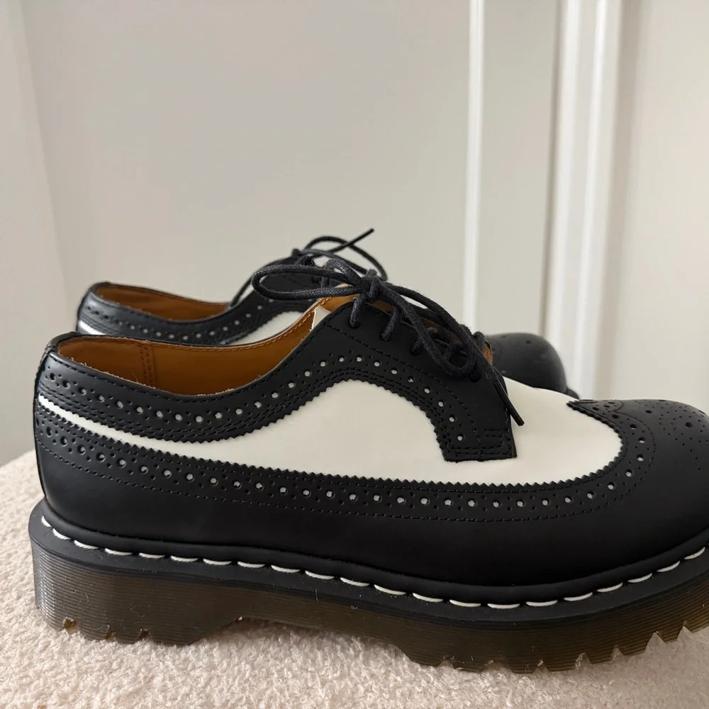 Dr. Martens Black & White Wingtip Brogue Derby